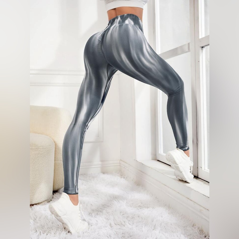 NEW Tie Dye Allover Print Yoga Leggings Scrunch Butt  Fitness Tights